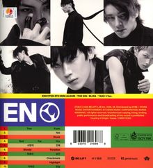 ENHYPEN 8th Mini Album: The Sin: Bliss / Take 3 Ver. Tracklist mit 10 Songs auf bunter Liste. Schwarz-weiß Fotos von fünf Personen.