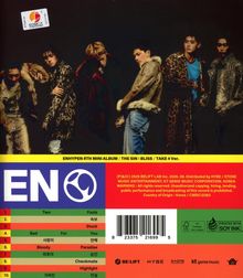 "ENHYPEN 8TH MINI ALBUM / THE SIN : BLISS / TAKE 4 Ver." mit dekorativem Design und stilvoll gekleideten Männern.