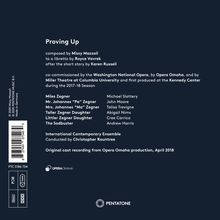 Missy Mazzoli (geb. 1980): Proving up, CD