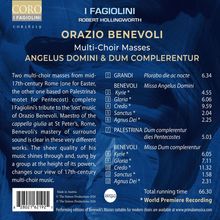 CD-Titel: "I FAGIOLINI, Orazio Benevoli, Multi-Choir Masses, Angelus Domini & Dum Complebuntur". Liste der Tracks und Laufzeiten.