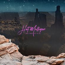 "Hot Mulligan" in rosa Schrift, "I Won't Reach Out To You". Nachthimmel über einer felsigen Schlucht mit zwei Figuren am Rand.