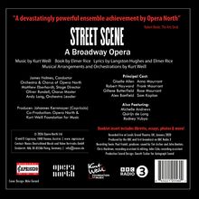 Zitat oben: "A devastatingly powerful ensemble achievement by Opera North" - Robert Beale. Titel: Street Scene, A Broadway Opera.