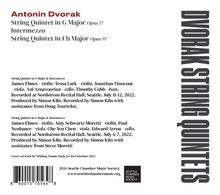 "Antonin Dvorak: String Quintet in G Major Opus 77, Intermezzo, String Quintet in Eb Major Opus 97." Text und Barcode.