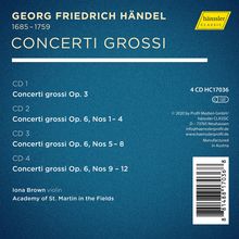 Georg Friedrich Händel (1685-1759): Concerti grossi op.3 Nr.1-6 &amp; op.6 Nr.1-12, 4 CDs