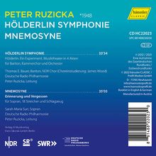 Peter Ruzicka (geb. 1948): Hölderlin Symphonie für Bariton,Kammerchor,Orchester (Musiktheater in 4 Akten), CD