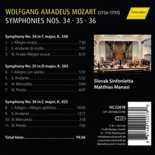 Wolfgang Amadeus Mozart (1756-1791): Symphonien Nr.34-36, CD