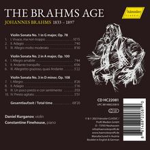 Johannes Brahms (1833-1897): Sonaten für Violine &amp; Klavier Nr.1-3, CD