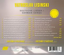 "VATROSLAV LISINSKI 1819-1854 DEUTSCHE LIEDER GERMAN SONGS", 18 Songs mit Autoren und Zeiten, gelbes „hänssler CLASSIC“-Logo.