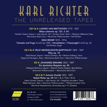 Texte: "CD1 & 2: LUDWIG VAN BEETHOVEN 1770-1827", "CD 3 & 4: FELIX MENDELSSOHN BARTHOLDY 1809-1847". Illustration mit blauer Hintergrund.