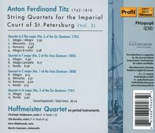 Anton Ferdinand Titz (1742-1810): Streichquartette für den Hof von St.Petersburg Vol.2, CD