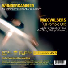 WUNDERKAMMER, Max Volbers, Il Pomo d'Oro, Werke für Blockflöte, Co-Produktion mit Deutschlandfunk. Verschwommene Hintergrundgrafik.