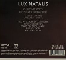 "LUX NATALIS. Christmas with Dresdner Kreuzchor, Martin Lehmann. Festive carols by Max Bruch, Nordqvist, Händel, Whitacre."