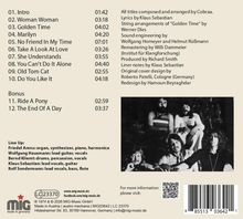 Trackliste mit Zeiten und Angaben zur Produktion. Schwarzweißbandfoto unten rechts.