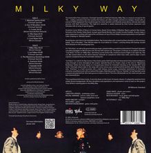 Großer gelber Text oben: "MILKY WAY". Trackliste links: "Side A" und "Side B" mit jeweils mehreren Titeln. Unterer Bereich zeigt unscharf beleuchtete Personen.