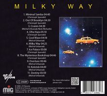 "Milky Way" in gelber Schrift. Titelliste: Minimal Samba, Out Of Brooklyn, Cruisin, u.a. Bild: Taxis im Weltraum.