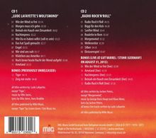 Zwei CD-Titel: "Lude Lafayette's Wolfsmond" und "Radio Rock'n'Roll", mit Songs und Bonus-Tracks. Made in The Netherlands.