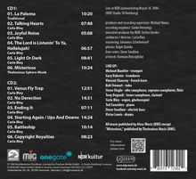 CD1 und CD2 Trackliste mit Zeiten. Live-Aufnahme NDR Jazzworkshop 1984. Musiker und Instrumente aufgelistet.