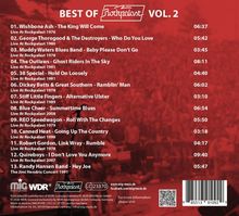 "BEST OF Rockpalast VOL. 2" mit Songtiteln und deren Dauer in weißer Schrift auf rotem Hintergrund.