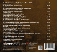 Trackliste mit Künstler und Zeitangaben zu Songs von John Hammond, Muddy Waters, Duke Robillard, Roy Buchanan und anderen.
