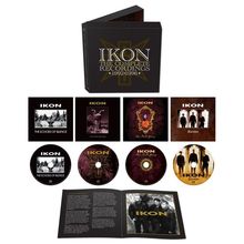 "IKON The Complete Recordings 1992-1996" Box-Set mit CDs, CD-Hüllen und einem aufgeschlagenen Booklet.
