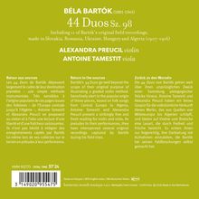 Texte: Béla Bartók, 44 Duos Sz. 98, Viola: Antoine Tamestit, Violin: Alexandra Preucil. Notizen in drei Sprachen.