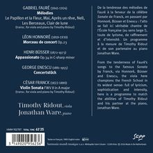 Text: Gabriel Fauré, Mélodies, Léon Honnoré, Morceau de concert Op.23, Henri Büsser, Appassionato, George Enescu, Concertstück.