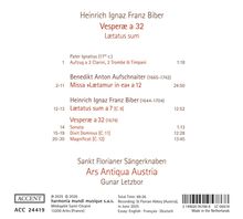 Heinrich Ignaz Franz Biber, Vesperæ a 32, Lætatus sum. Sankt Florianer Sängerknaben, Ars Antiqua Austria, Gunar Letzbor.