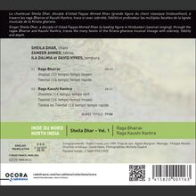 Titel: Sheila Dhar – Vol. 1  
Inde du Nord – North India  
Raga Bhairav  
Raga Kaushi Kanhra  
Gesamtzeit: 77:02 Minuten  
OCORA Radio France Logo rechts unten.