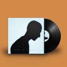 Text: "THING IN ITSELF" und "FLOX". 
Ein Schallplattencover mit einem Schattenprofil eines Kopfes auf hellem Hintergrund.