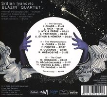 Trackliste von "Blazin' Quartet" und Musikerinfos. Eine Illustration zeigt eine Hand vor einem sternenklaren Himmel.