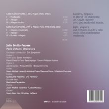 Texte über zwei Cello-Konzerte von Haydn, Musikerliste und Zitate über Cello. Hintergrund in sanften Lilatönen.