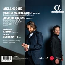 "Melancolie: Werke von Eusebius Mandyczewski und Johannes Brahms. Konstantin Krimmel, Bariton; Ammiel Bushakevitz, Piano."
