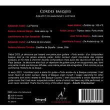Texte: "Cordes basques", "Arkaïtz Chambonnet, guitare", Komponistennamen mit Titeln. Beschreibung: Album Rückseite mit Inhalten.