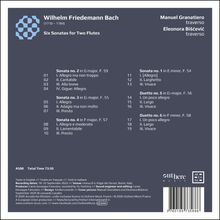 "Wilhelm Friedemann Bach, Six Sonatas for Two Flutes. Manuel Granatiero, Eleonora Bišćević. Gesamtzeit 73:30. AR ACCA."