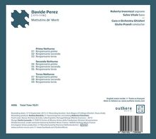 Davide Perez (1711-1778): Mattutino de' Morti, CD