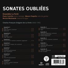 "SONATES OUBLIÉES" mit Ensemble La Ferté. Verschiedene Sonaten und deren Dauer, aufgeführt von Paulo, Manon, Nicolas. Total: 74:57.