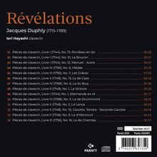 "Révélations", Jacques Duphly (1715-1789). Iori Hayashi, clavecin. Listung von 14 Musikstücken mit Zeitangaben. Logo unten.