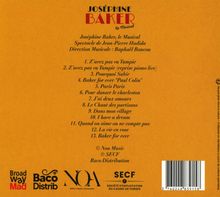 Playlist von "Joséphine Baker, le Musical" mit 13 Titeln. Unten Logos von Broadway Mad, Baco Distrib, NOA, SECF. Barcode rechts.