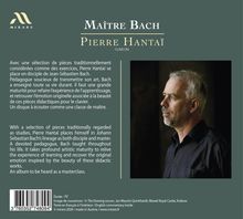 Oben links ist ein Logo mit dem Schriftzug "MIRARE". Rechts ein Mann im Profil, daneben der Titel: "Maître Bach - Pierre Hantaï".