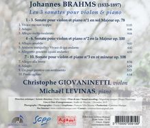 Johannes Brahms (1833-1897): Sonaten für Violine &amp; Klavier Nr.1-3, CD