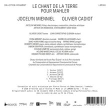 "LE CHANT DE LA TERRE POUR MAHLER" oben, darunter Namen und musikalische Rollen, darunter sechs Tracks mit Zeiten. Unten Logos.
