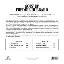 Texte: GOIN' UP FREDDIE HUBBARD, Musiker: HANK MOBLEY, McCOY TYNER, PAUL CHAMBERS, PHILLY JOE JONES. Tracklist: SIDE ONE/SIDE TWO.