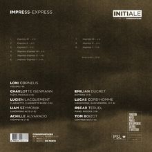 Album: "IMPRESS-EXPRESS". Werke und Zeiten: "Express III – 6’01", "Express II – 4’27", "Express I – 6’12". Interpretenliste.