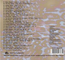 Titelliste mit Künstlern, Jahreszahlen und Laufzeiten. Unten Produzentennamen und Kontaktinfo von Bear Family Records.
