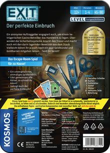 „EXIT - Das Spiel: Der perfekte Einbruch“. Escape-Room-Spiel für 1-4 Personen, ab 12 Jahren, Dauer 45-90 Minuten. Enthält Lösungs- und Hilfekarten, Decoder.