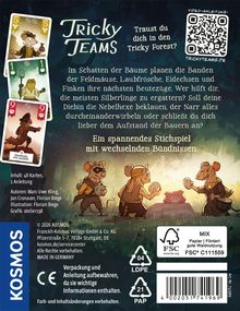 "Traust du dich in den Tricky Forest? Ein spannendes Stichspiel mit wechselnden Bündnissen." Illustration von Tieren.