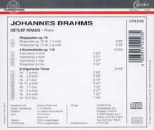 Johannes Brahms (1833-1897): Klavierstücke opp.79 &amp; 119, CD