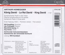 Arthur Honegger (1892-1955): Le Roi David (Symphonischer Psalm in deutscher Sprache), CD