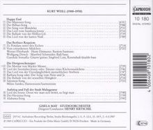 Kurt Weill (1900-1950): Songs, CD