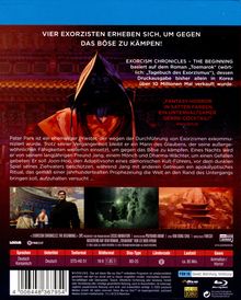 Oben steht: "Vier Exorzisten erheben sich, um gegen das Böse zu kämpfen!" Unten Filminfo, Sprache und Laufzeit.